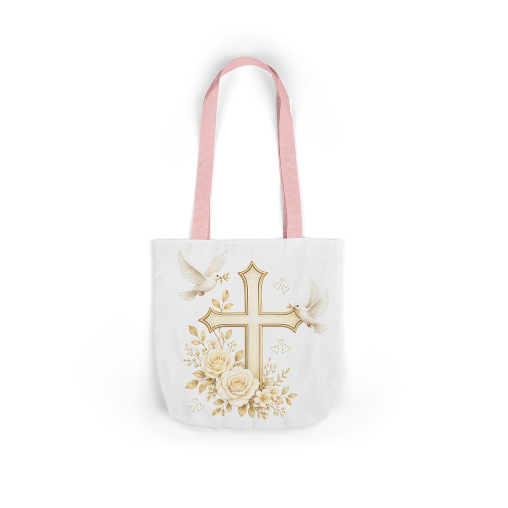 Faith Cross Floral Tote Bag – Dove & Roses Religious Canvas Tote