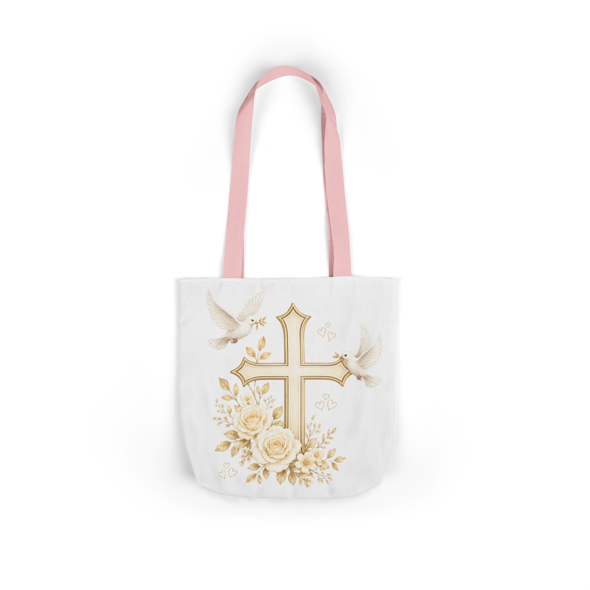 Faith Cross Floral Tote Bag – Dove & Roses Religious Canvas Tote
