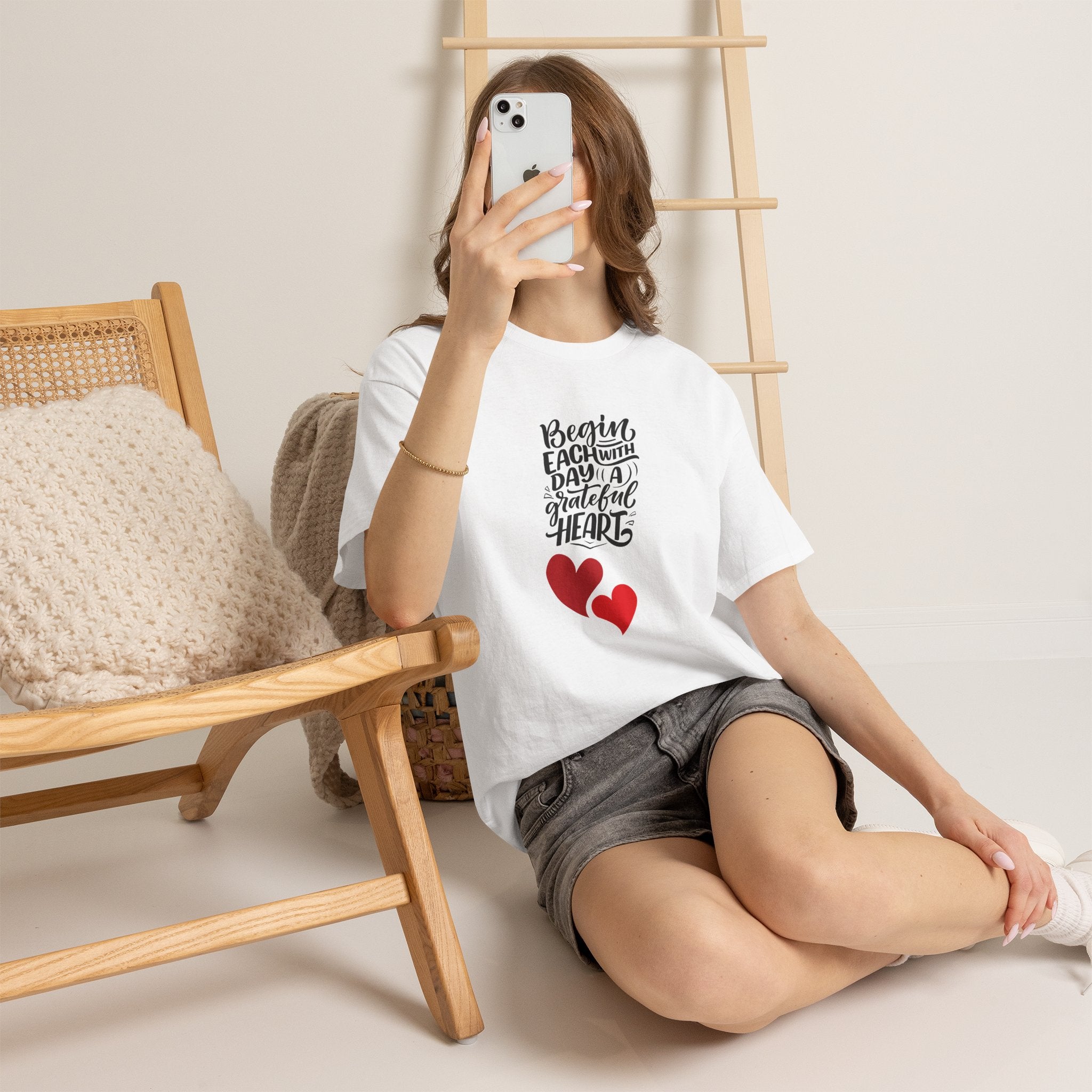 "Begin Each Day with a Grateful Heart" Inspirational T‑Shirt