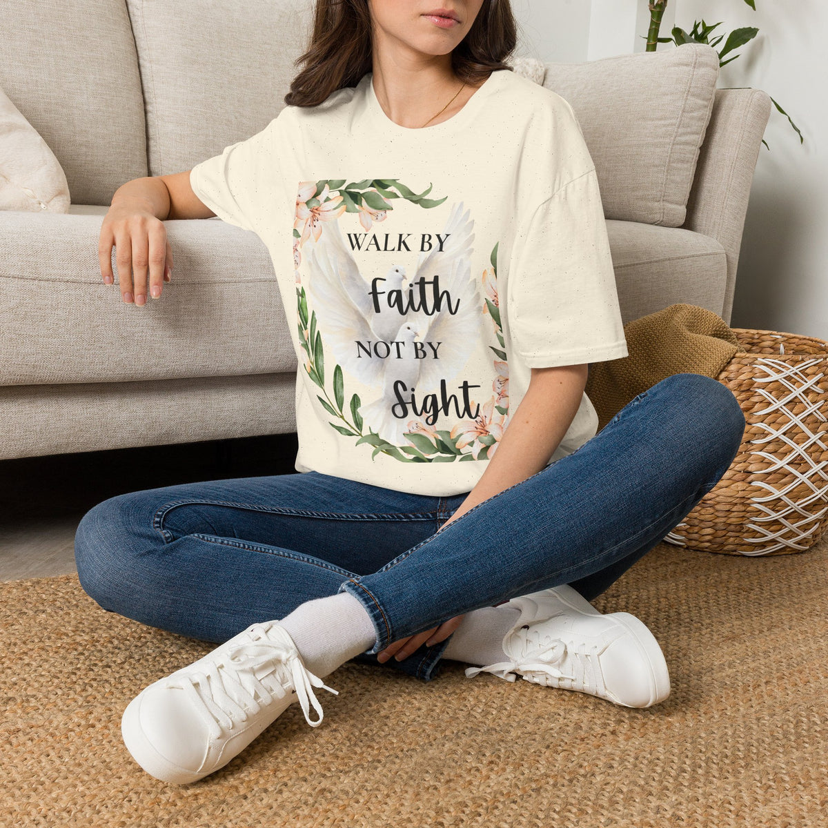 Walk By Faith Floral T-Shirt — Inspirational Christian Tee