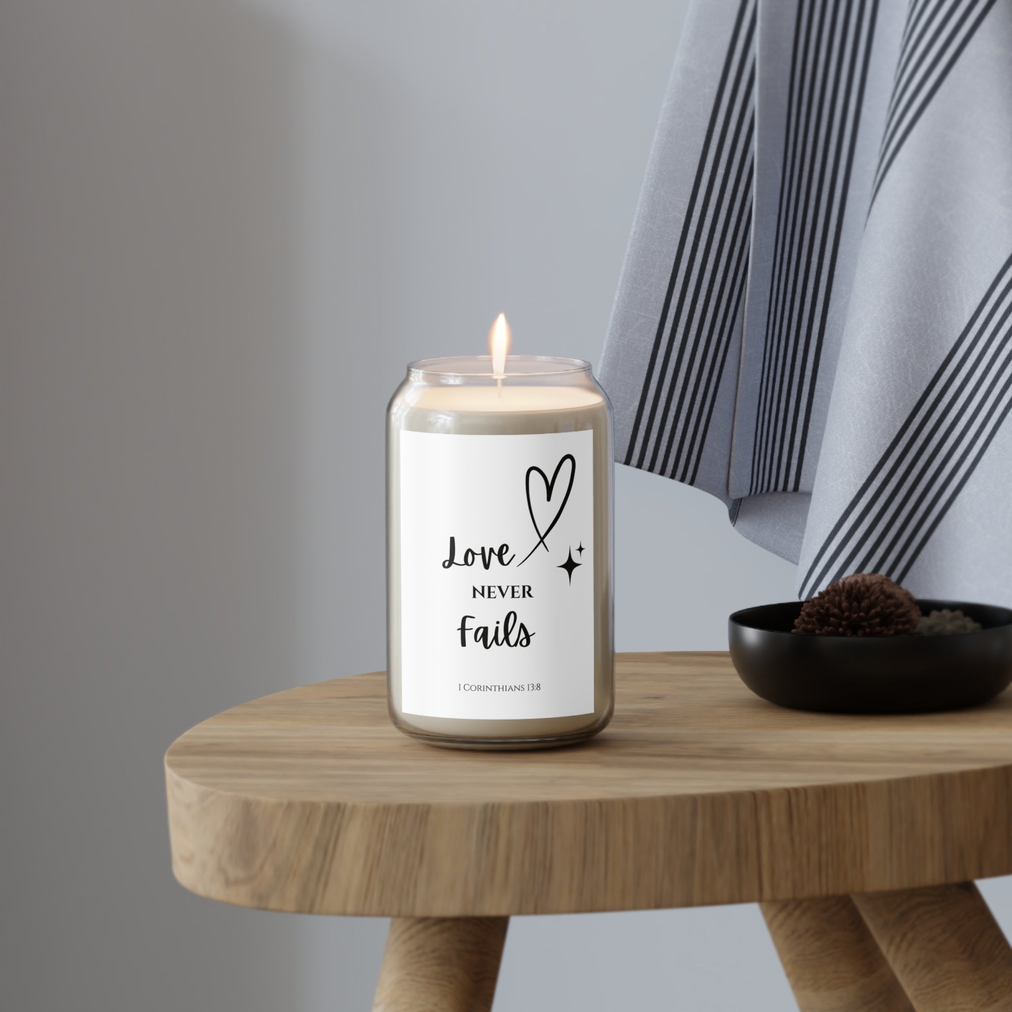 Love Never Fails Soy Candle — 13.75oz Scented Inspirational Candle-1 Corinthians 13:8