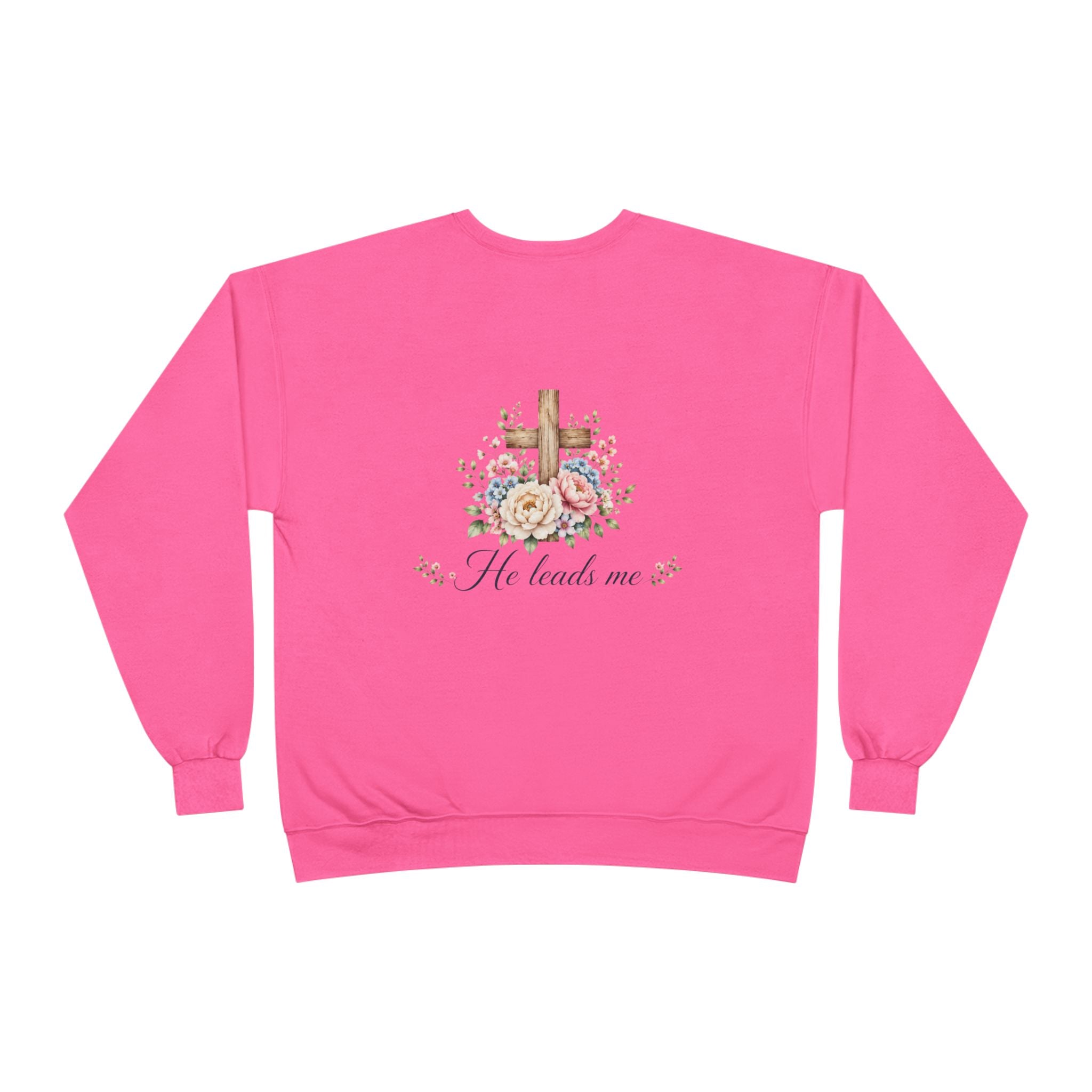 Christian Crewneck Sweatshirt — "The Lord is My Shepherd" Floral Cross Psalm 23:1