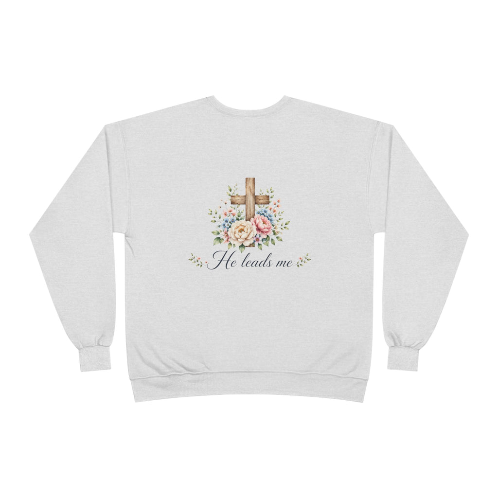 Christian Crewneck Sweatshirt — "The Lord is My Shepherd" Floral Cross Psalm 23:1