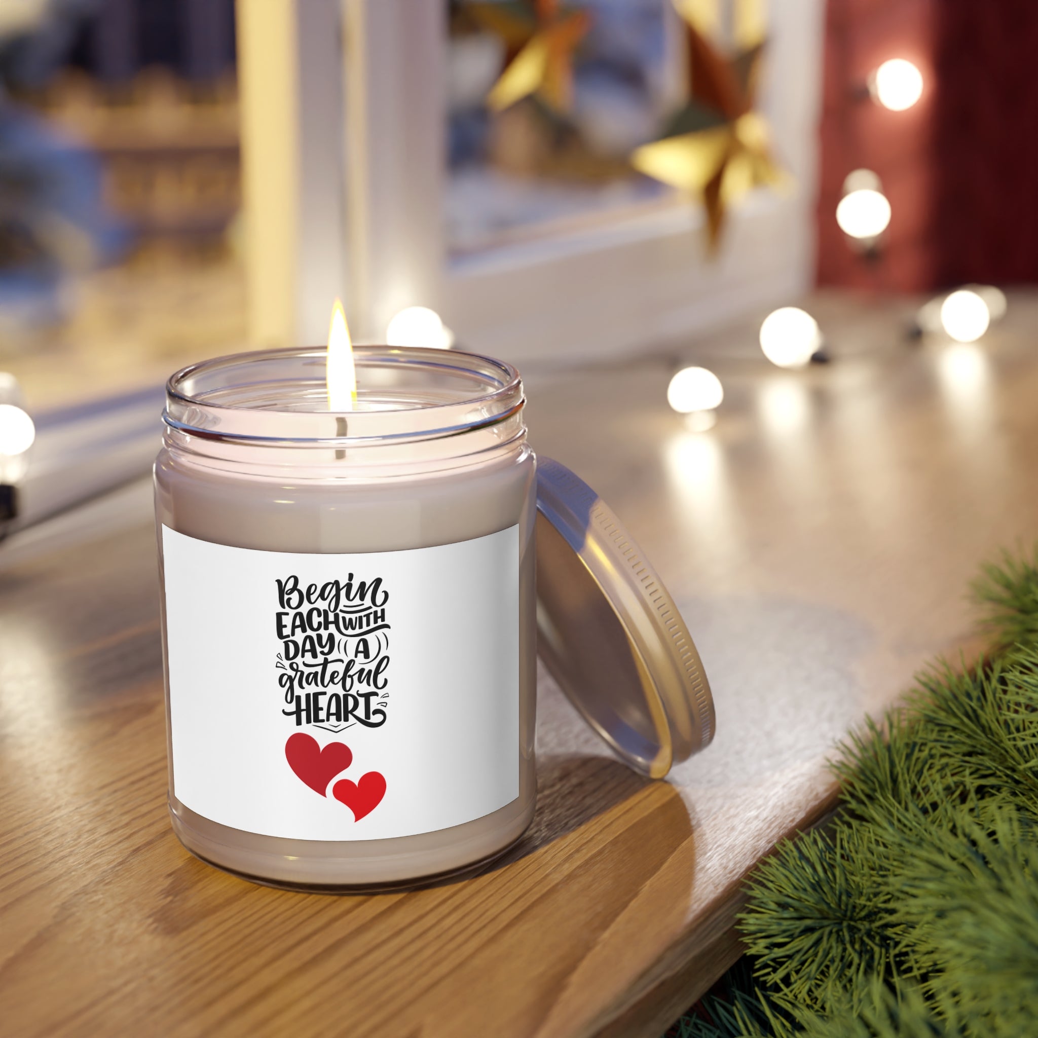 Grateful Heart Scented Soy Candle — 9oz Jar with White Lid
