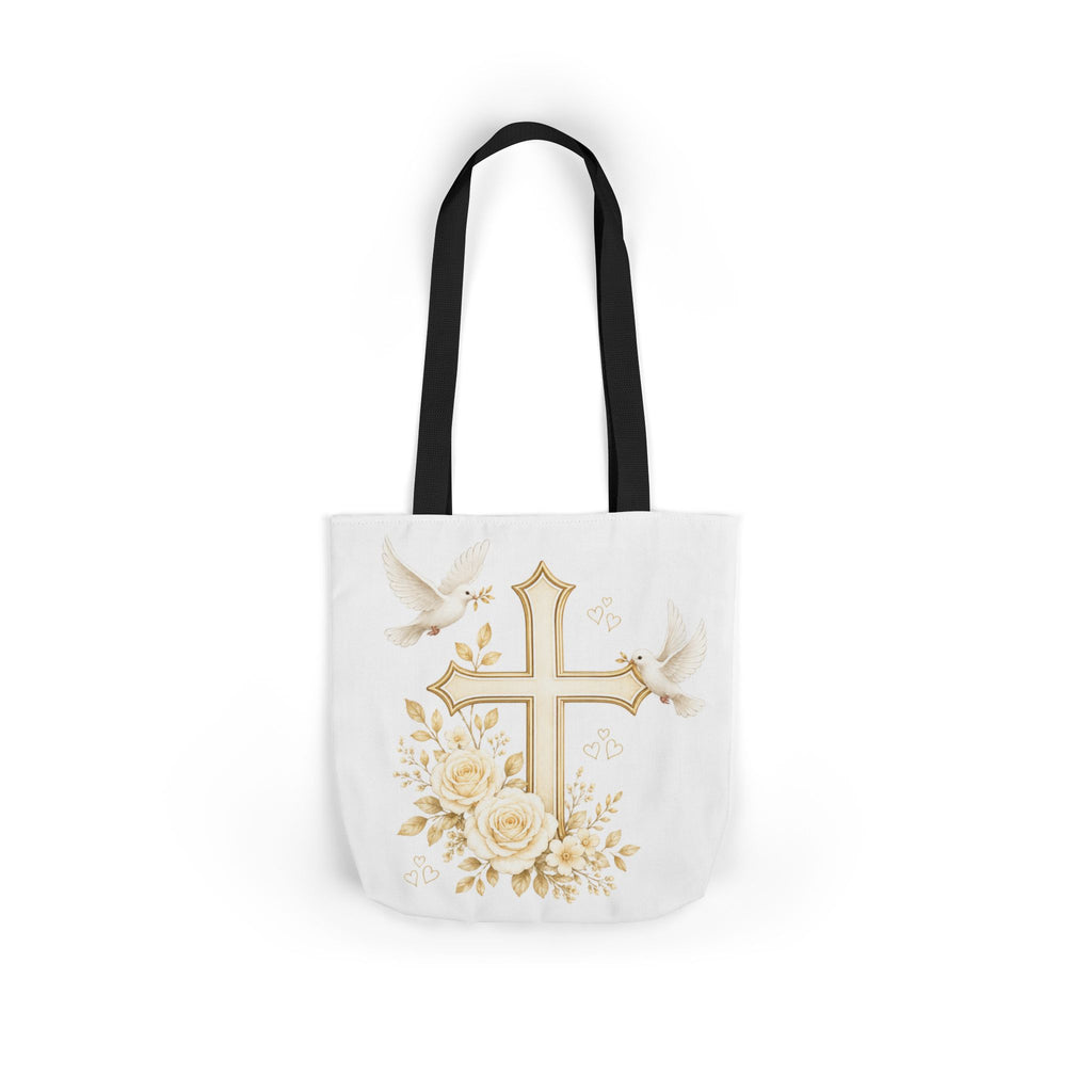 Faith Cross Floral Tote Bag – Dove & Roses Religious Canvas Tote