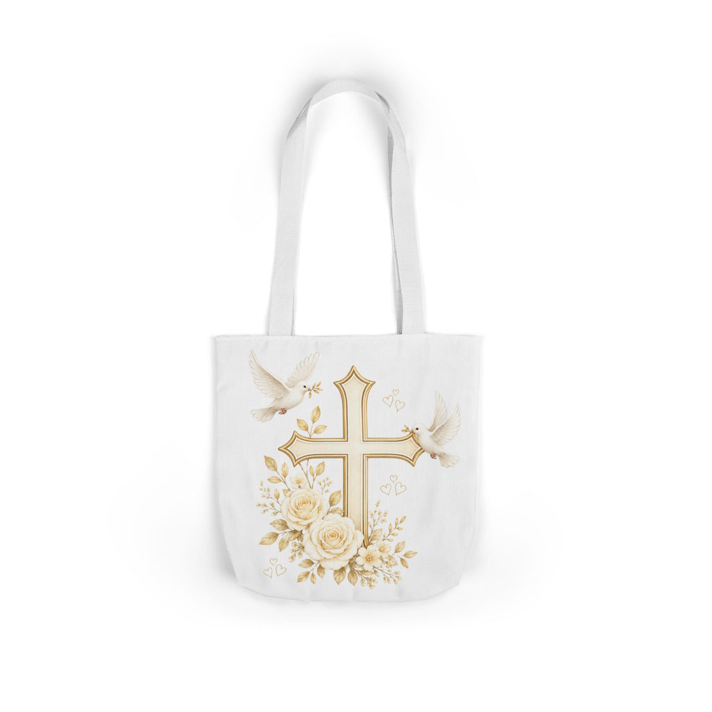 Faith Cross Floral Tote Bag – Dove & Roses Religious Canvas Tote