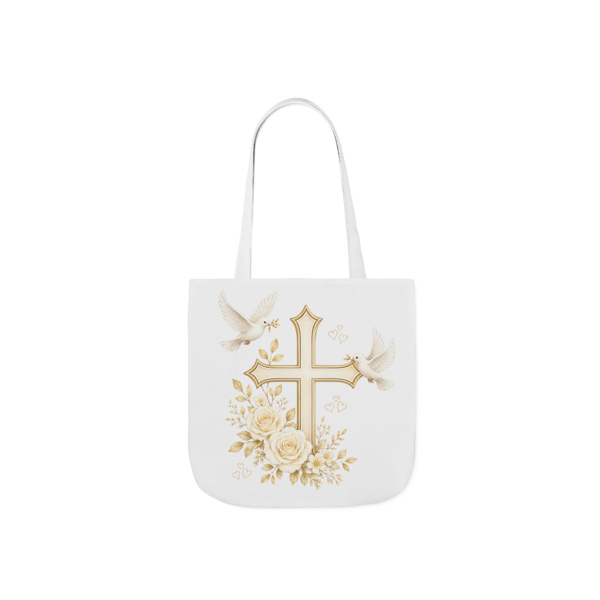 Faith Cross Floral Tote Bag – Dove & Roses Religious Canvas Tote
