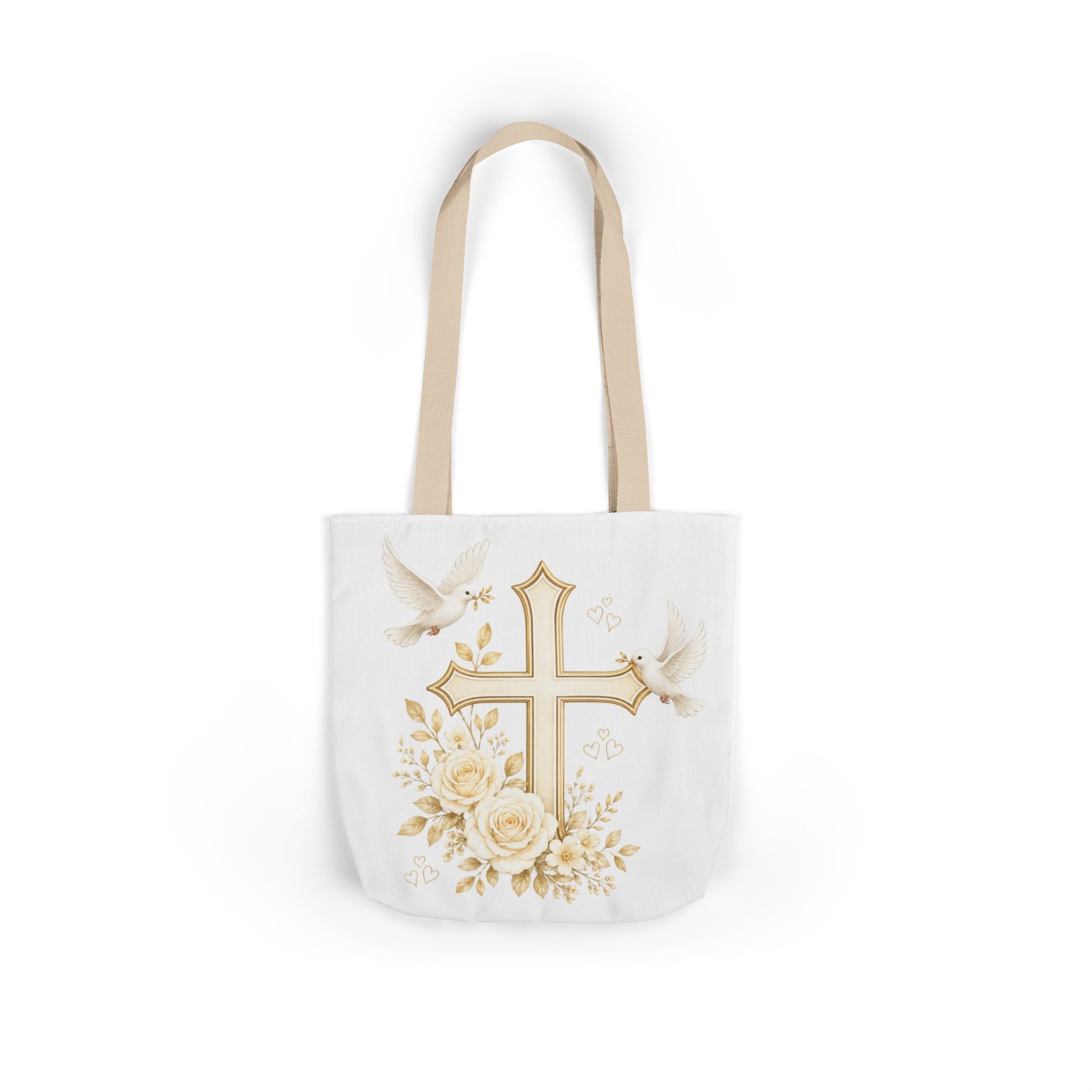 Faith Cross Floral Tote Bag – Dove & Roses Religious Canvas Tote