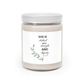 Inspirational Soy Candle 9oz — "She Is Clothed with Strength and Dignity"