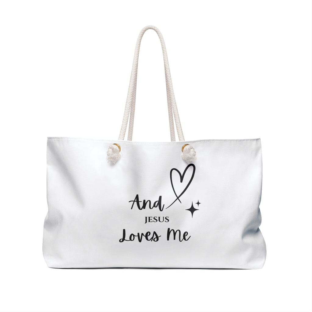 Faith Weekender Bag — "Love Never Fails" / "Jesus Loves Me" Christian Travel Tote