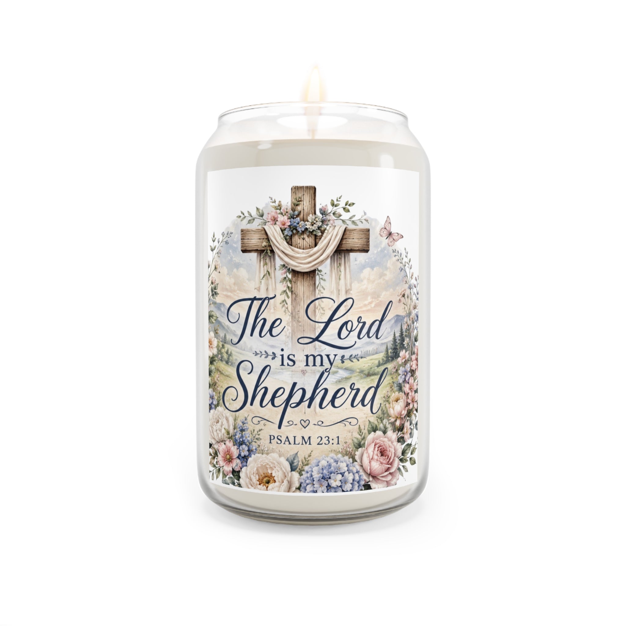 The Lord Is My Shepherd Soy Candle — 13.75oz Inspirational Christian Candle Psalm 23:1