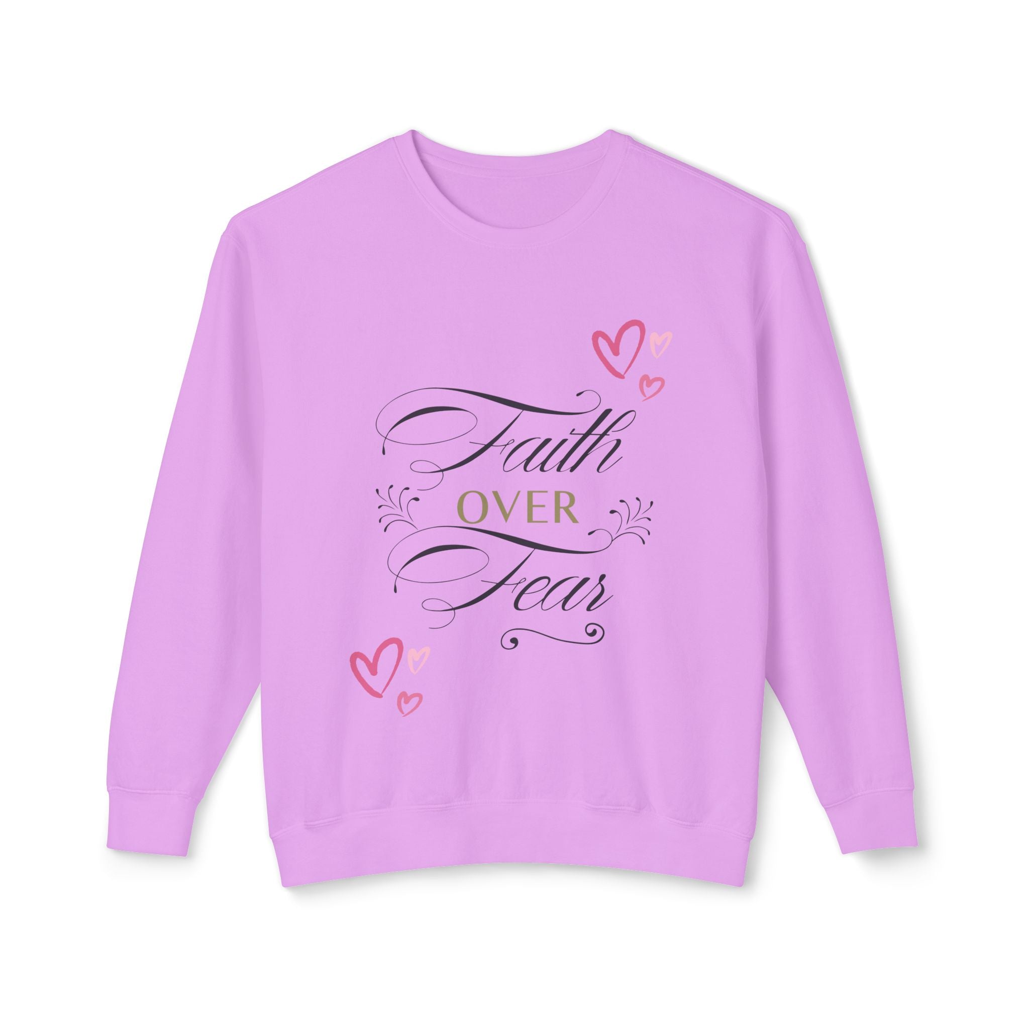 Faith Over Fear Crewneck Sweatshirt — Inspirational Christian Quote Pullover