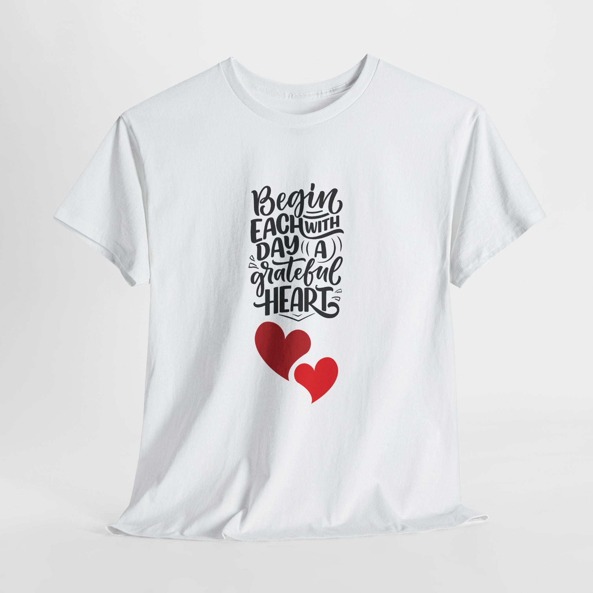 "Begin Each Day with a Grateful Heart" Inspirational T‑Shirt
