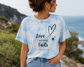 Love Never Fails Tie-Dye T-Shirt — 'Jesus Loves Me' Christian Graphic Tee