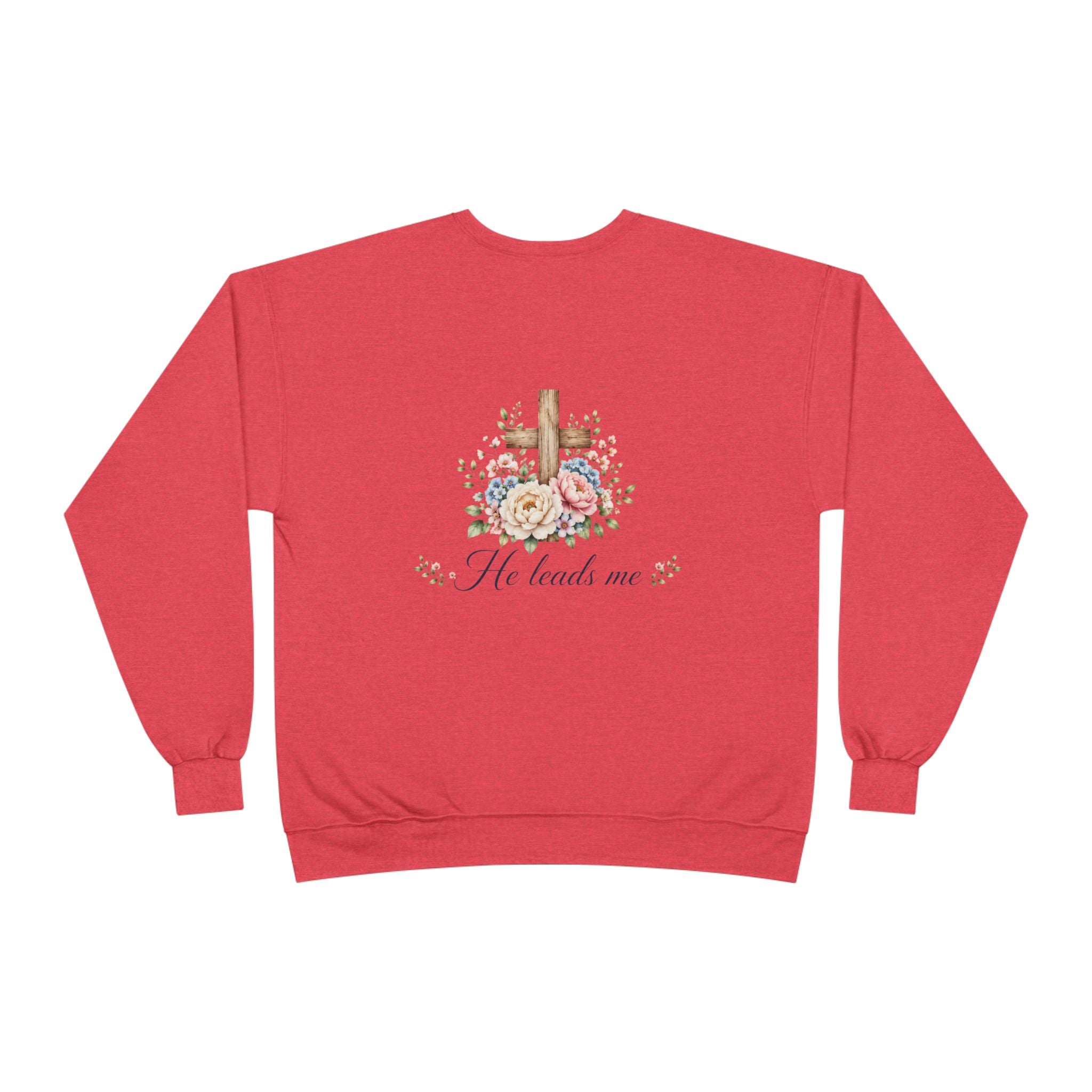 Christian Crewneck Sweatshirt — "The Lord is My Shepherd" Floral Cross Psalm 23:1