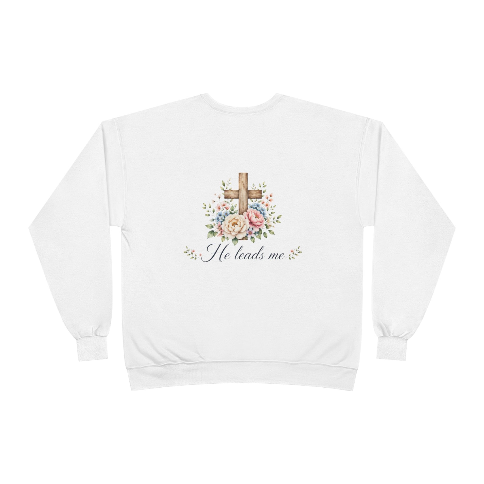 Christian Crewneck Sweatshirt — "The Lord is My Shepherd" Floral Cross Psalm 23:1