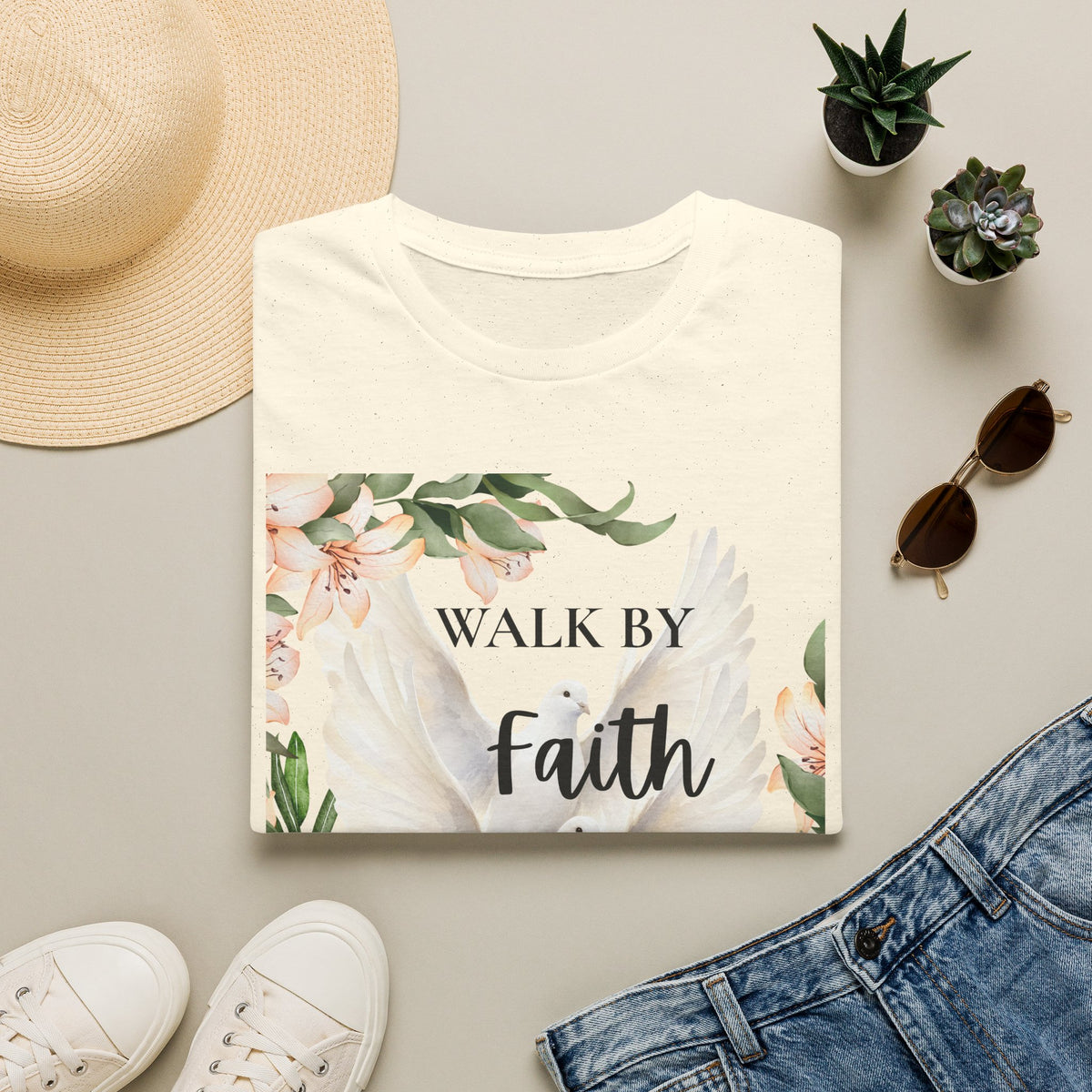 Walk By Faith Floral T-Shirt — Inspirational Christian Tee