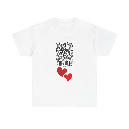"Begin Each Day with a Grateful Heart" Inspirational T‑Shirt
