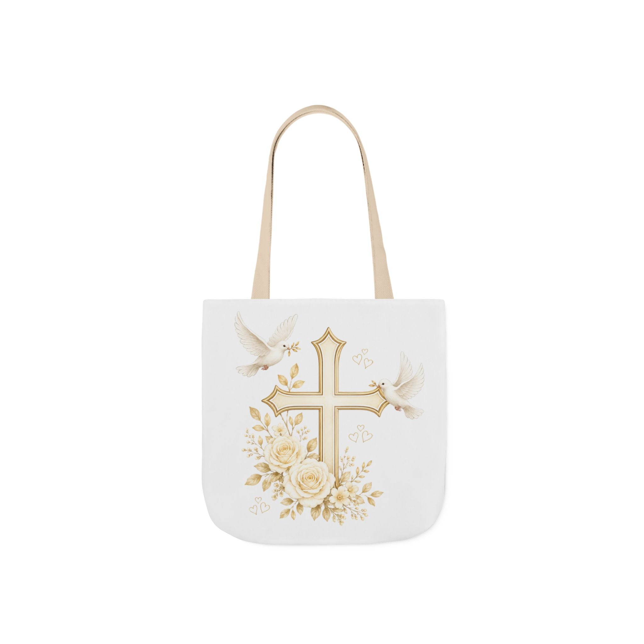 Faith Cross Floral Tote Bag – Dove & Roses Religious Canvas Tote