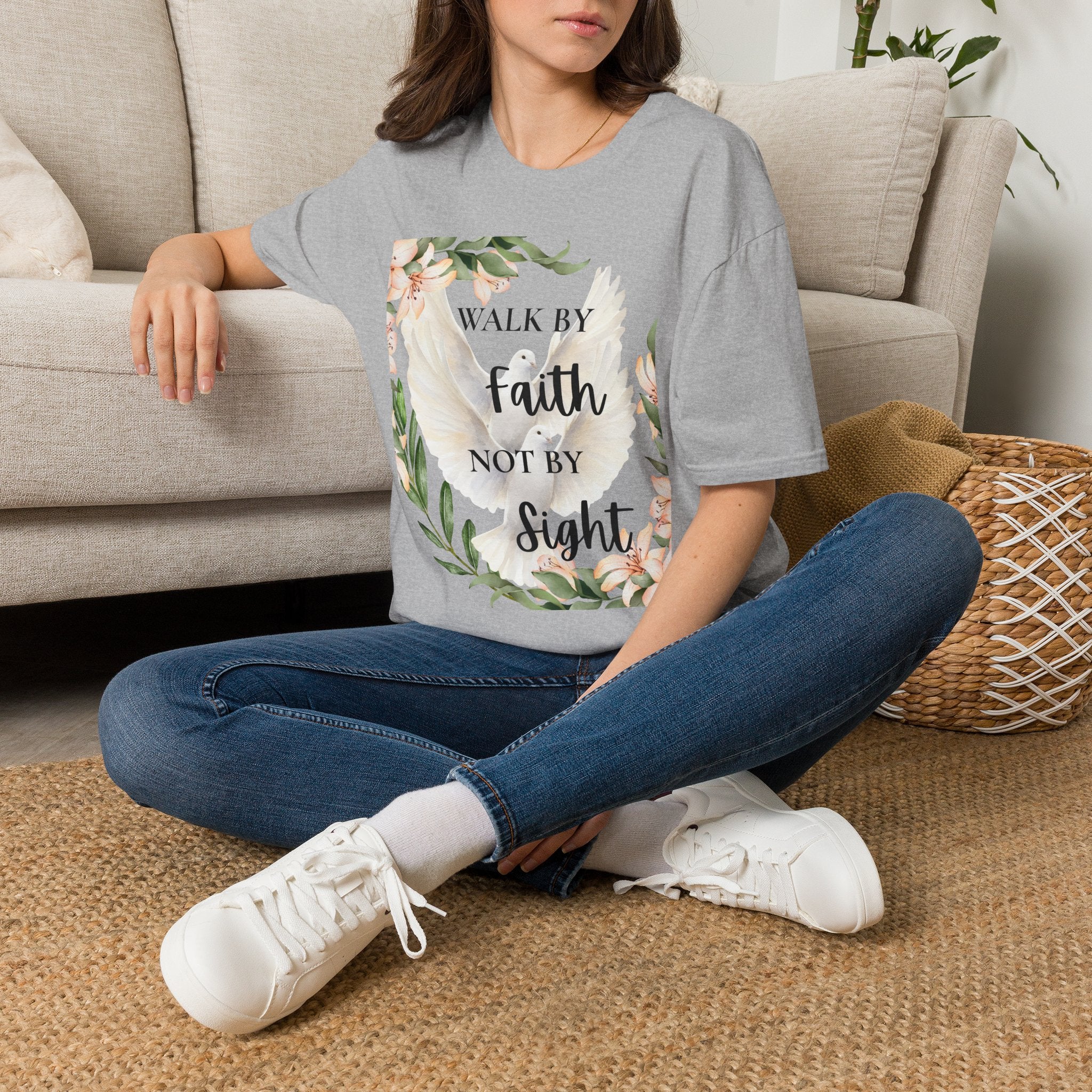 Walk By Faith Floral T-Shirt — Inspirational Christian Tee