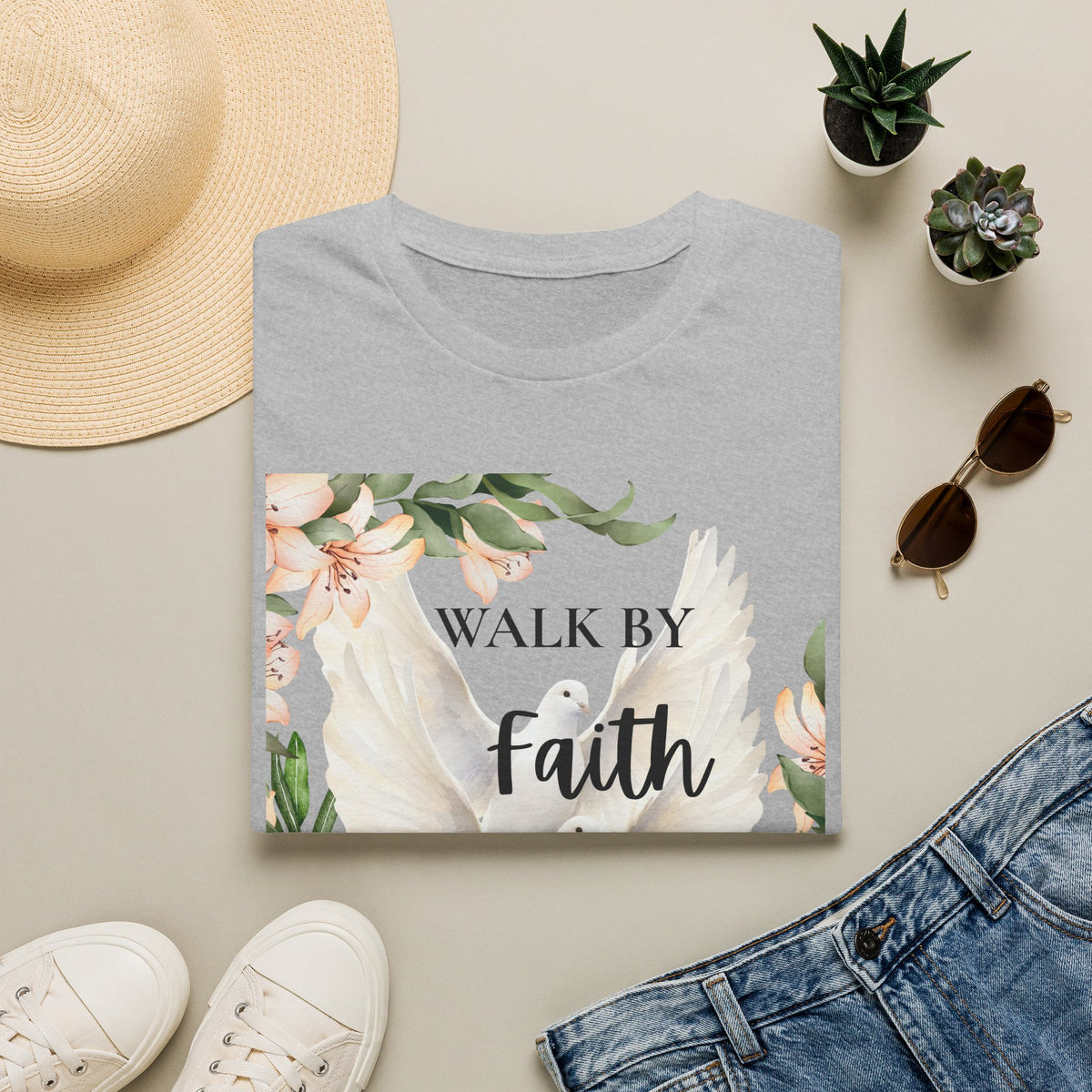 Walk By Faith Floral T-Shirt — Inspirational Christian Tee