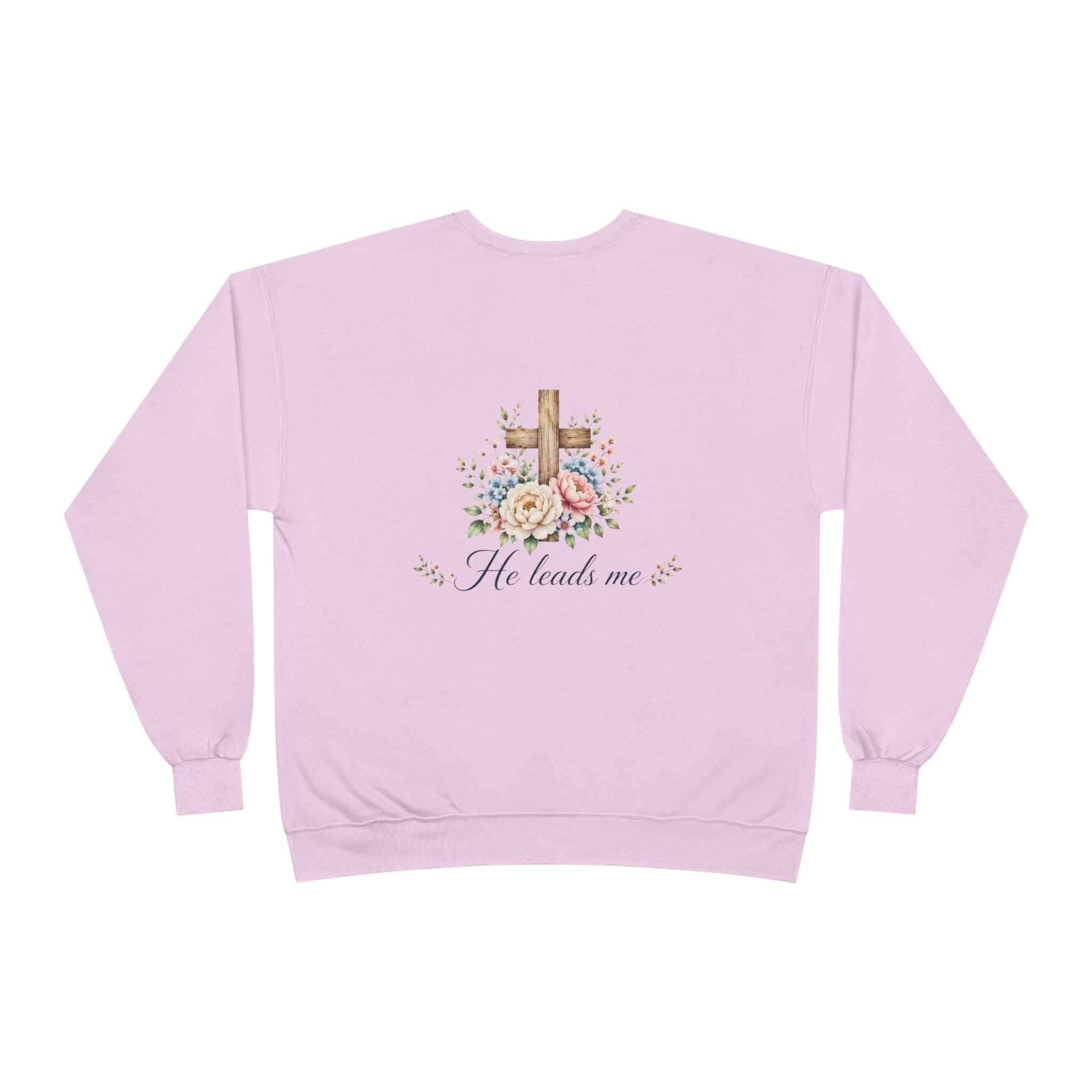 Christian Crewneck Sweatshirt — "The Lord is My Shepherd" Floral Cross Psalm 23:1