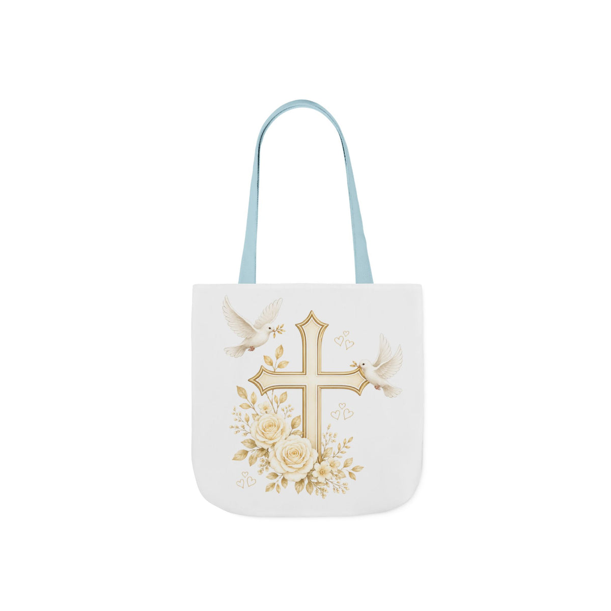 Faith Cross Floral Tote Bag – Dove & Roses Religious Canvas Tote