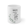 Inspirational Bible Verse Mug - "She is Clothed with Strength and Dignity" (Proverbs 31:25)