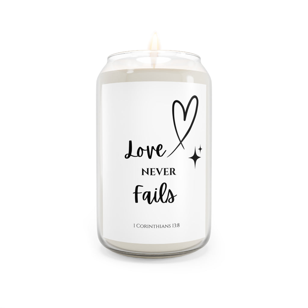 Love Never Fails Soy Candle — 13.75oz Scented Inspirational Candle-1 Corinthians 13:8