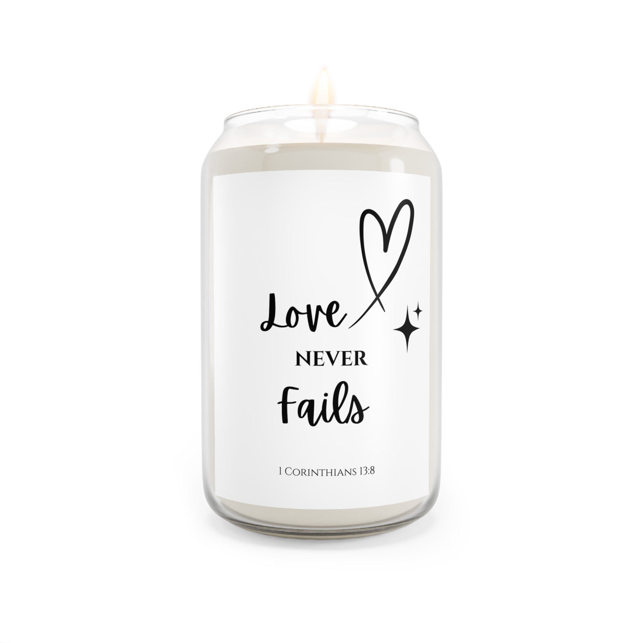Love Never Fails Soy Candle — 13.75oz Scented Inspirational Candle-1 Corinthians 13:8