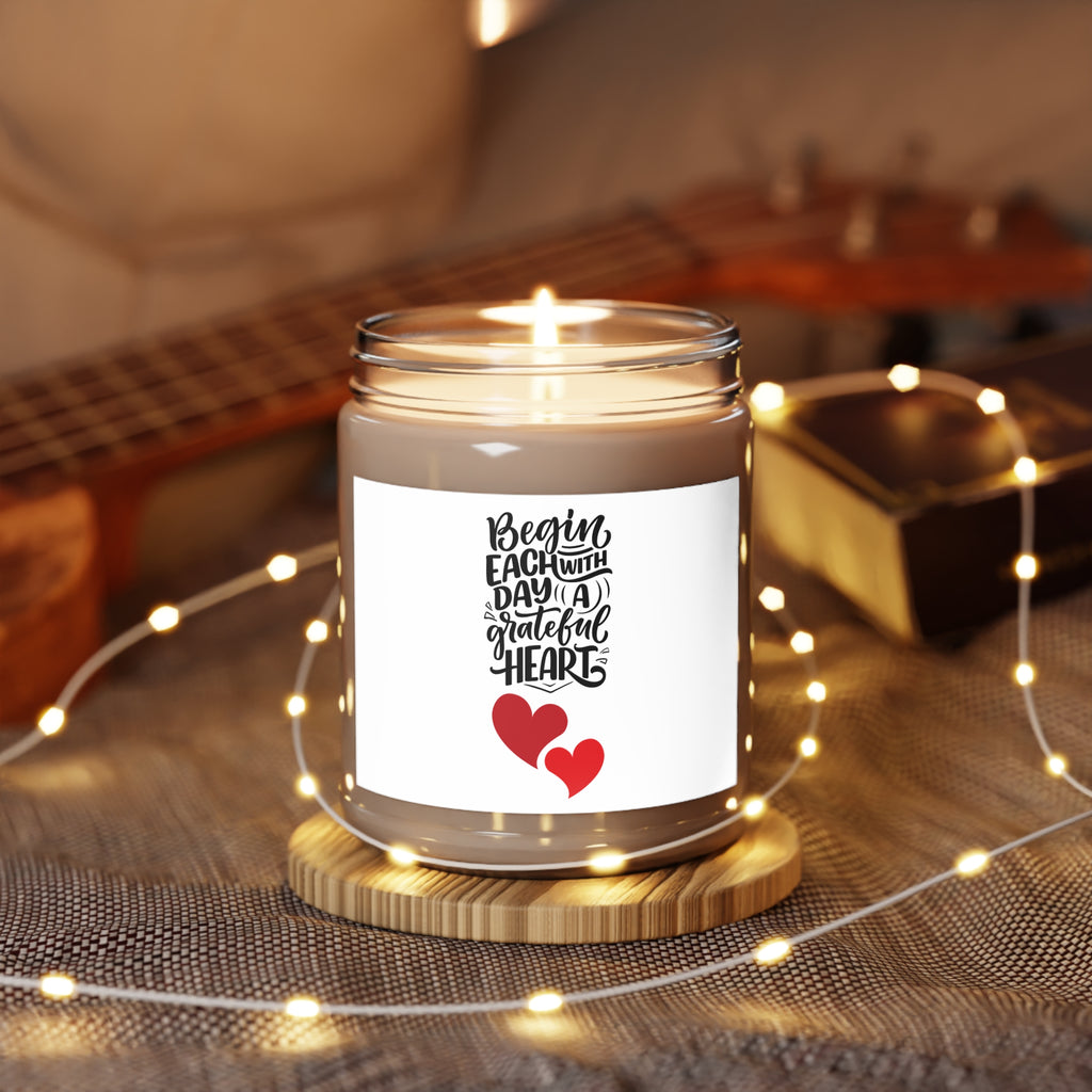 Grateful Heart Scented Soy Candle — 9oz Jar with White Lid