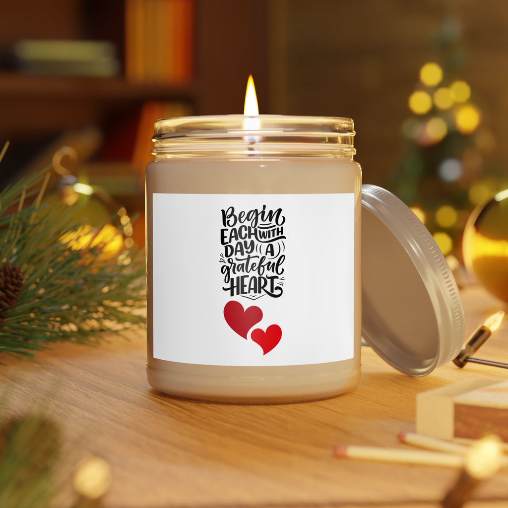 Grateful Heart Scented Soy Candle — 9oz Jar with White Lid