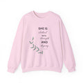 “She is Clothed with Strength and Dignity” Crewneck Sweatshirt | Proverbs 31:25 Christian Sweatshirt