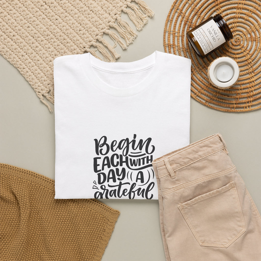 "Begin Each Day with a Grateful Heart" Inspirational T‑Shirt