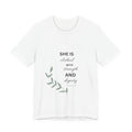 She Is Clothed with Strength and Dignity Shirt | Proverbs 31:25 Christian T-Shirt for Women