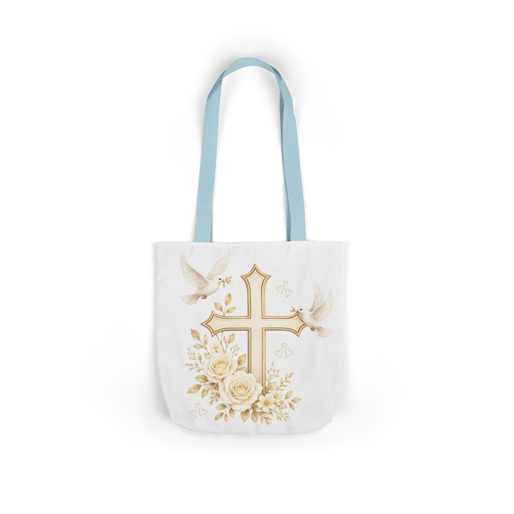 Faith Cross Floral Tote Bag – Dove & Roses Religious Canvas Tote